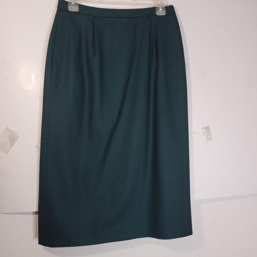 Womens Pendelton Green 100% Wool Skirt Back Zip Size 10 Lined